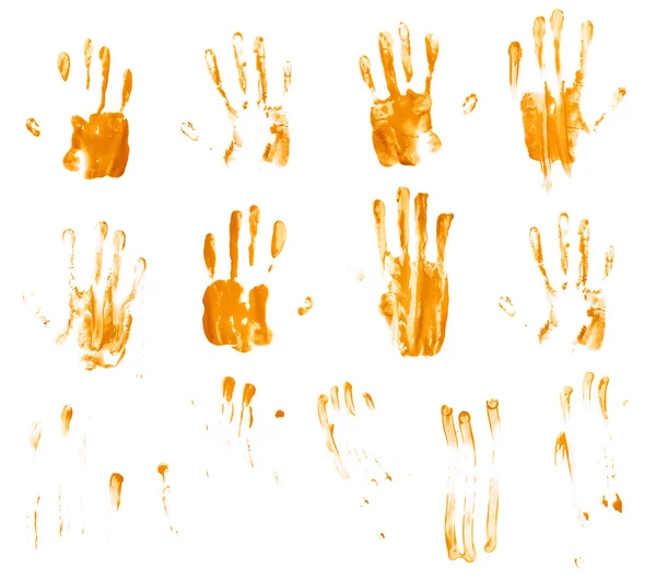 Mehrere Handabdrücke und Fingerabdrücke von Farbe — Stockfoto