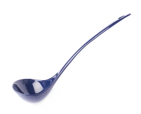 Blue plasic kitchen ladle spoon — Stock Photo, Image