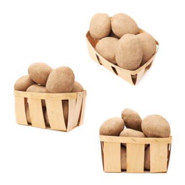 Sepet içinde toprak kirli patates yığını