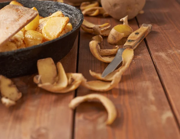 Cozinhar frito francês batatas composição — Fotografia de Stock