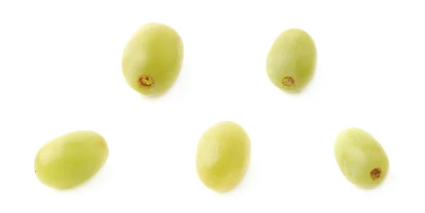 Pięciu pojedyncze winogrona białe na białym tle — Zdjęcie stockowe
