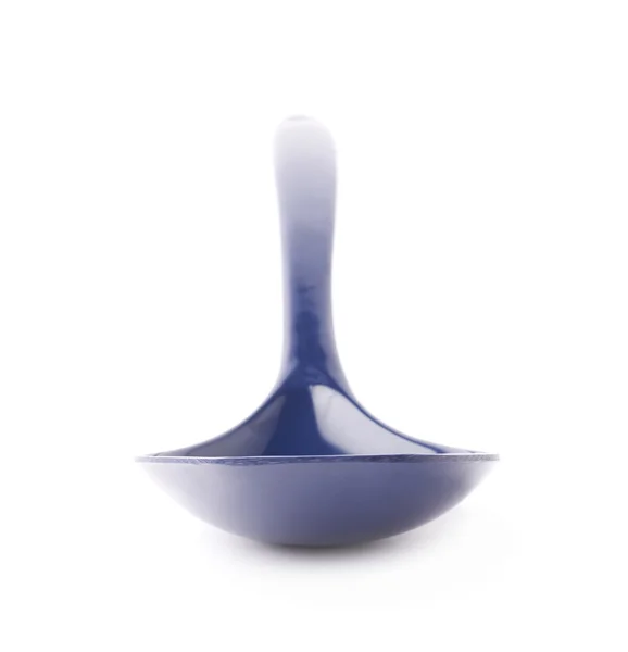 Blue plastic kitchen ladle spoon — Stock Photo, Image