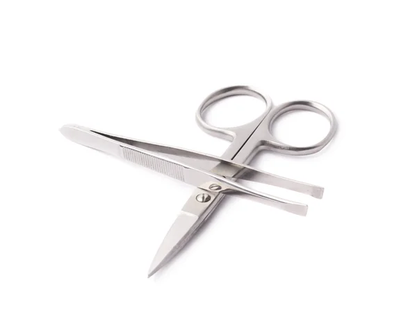 Tweezers and nail scissors — Stock Photo, Image