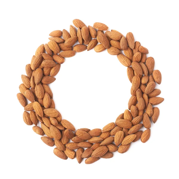 Round frame made of almonds — Stock Photo, Image