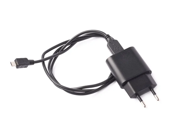 Negro usb cargador adaptador —  Fotos de Stock