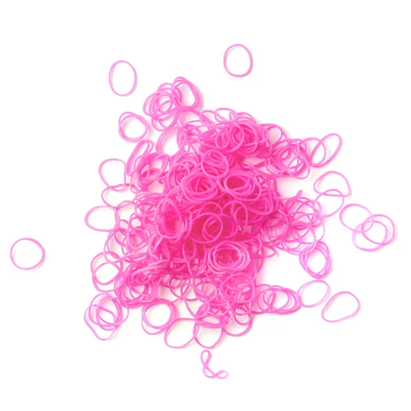 Pile of pink rubber loom bands — Stock Photo, Image