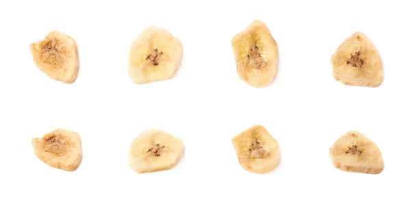 Multiple dried banana slices snacks — Stock Photo, Image