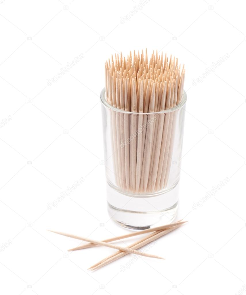 Glass shot filled with the toothpicks