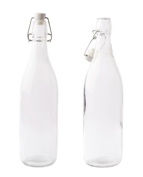 Empty glass bottles with  caps