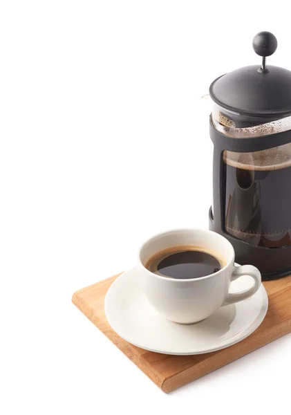 Presse française pot et tasse de café — Photo