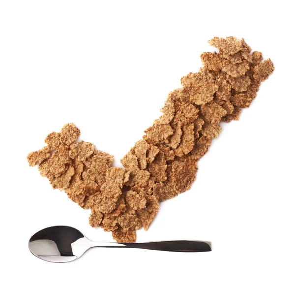 Sí signo de garrapata hecha de copos de cereales —  Fotos de Stock