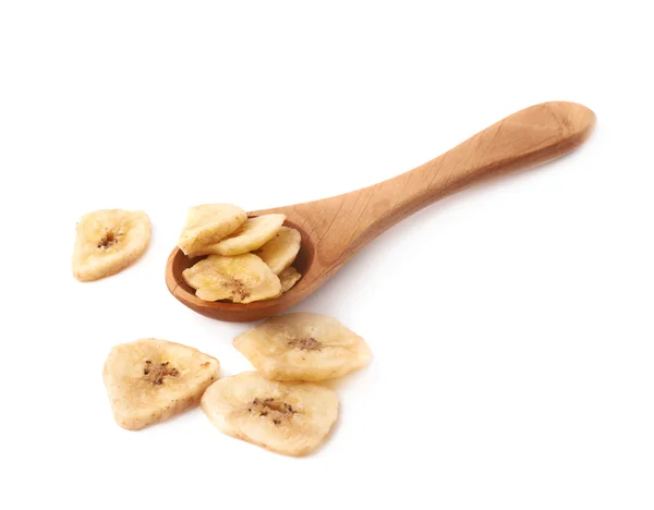 Spoon filled with dried bananas — Φωτογραφία Αρχείου