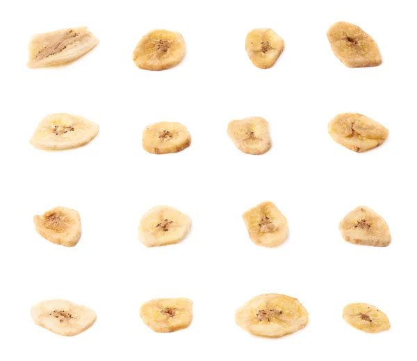 Πολλαπλές αποξηραμένες μπανάνες φέτες σνακ — Φωτογραφία Αρχείου