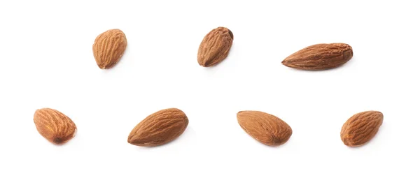 Set of seven almond seeds — Stock Photo, Image