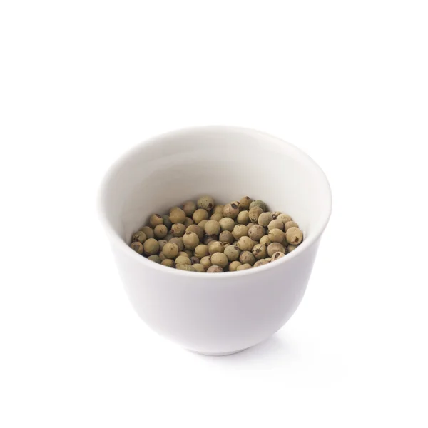 Green peppercorn in a cup isolated — Stock Photo, Image