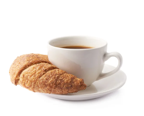 Croissant und Tasse Kaffee — Stockfoto