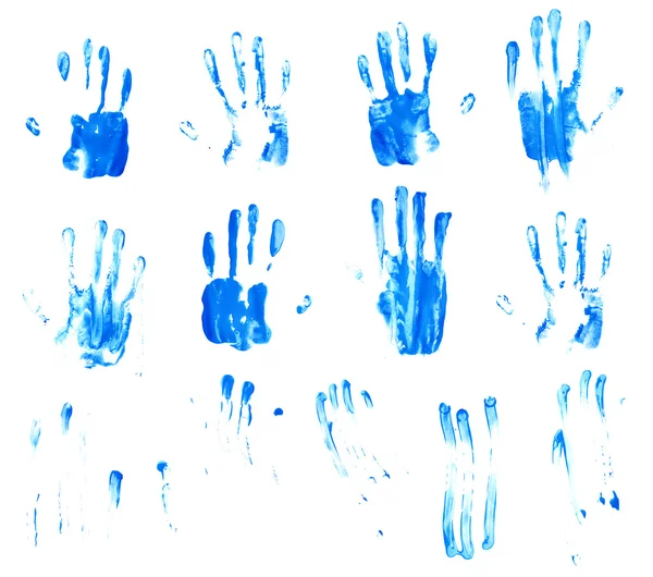 Palm prints and finger smears of paint — Stock Photo, Image
