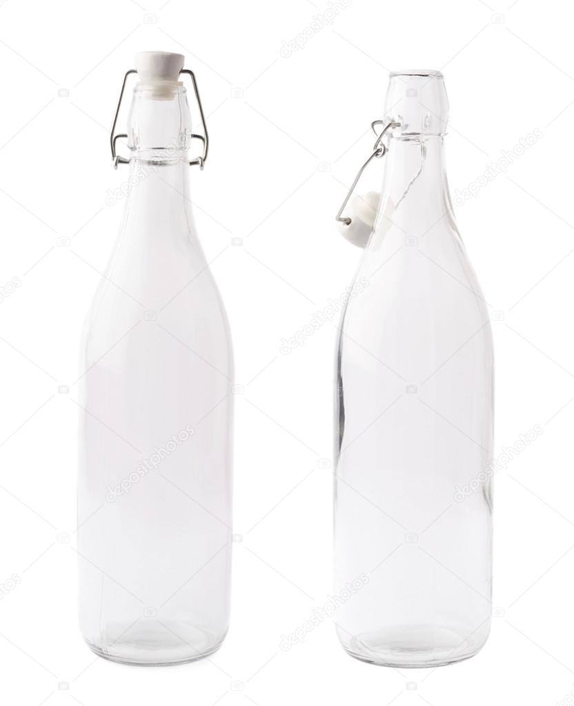 Empty glass bottles with  caps