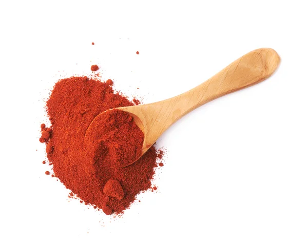 Spoon covered with chili powder — 스톡 사진
