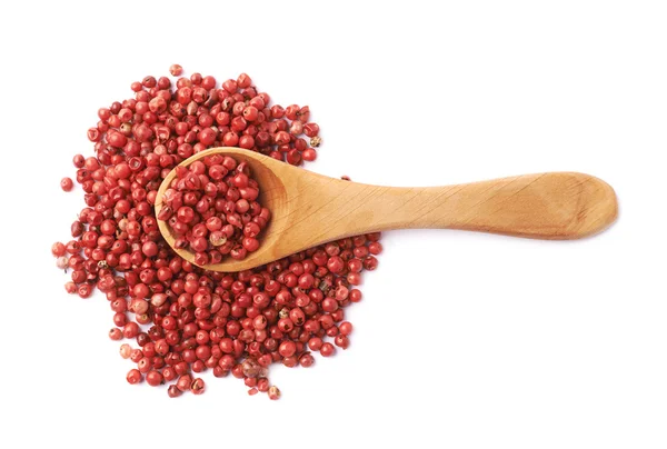 Spoon over the red pepper seeds — Stock Photo, Image