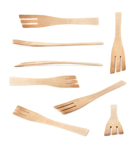 Használt fa villás spatula — Stock Fotó