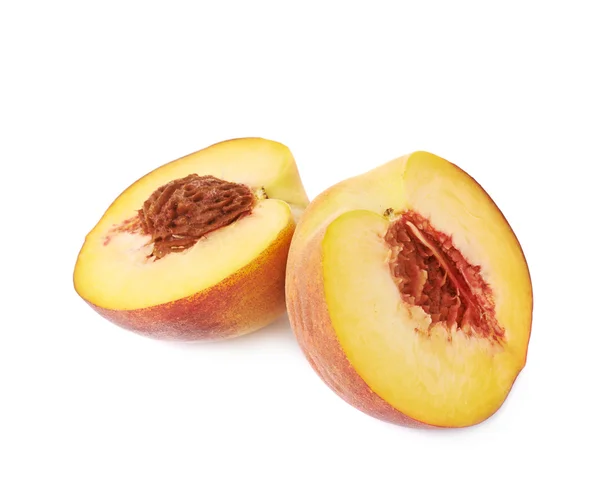 Two halves of a peach fruit — Stock Photo, Image