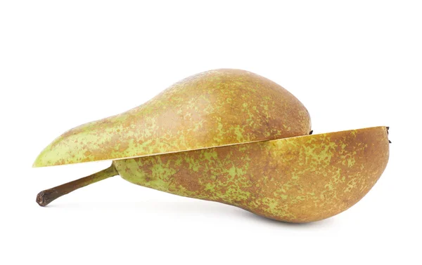 Green pear cut in half — Stock Photo, Image