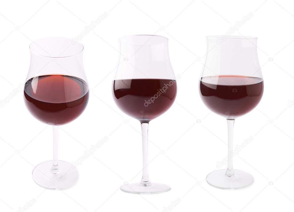 Glasses filled with the red wine