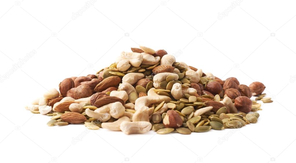 Pile of multiple nuts and seeds