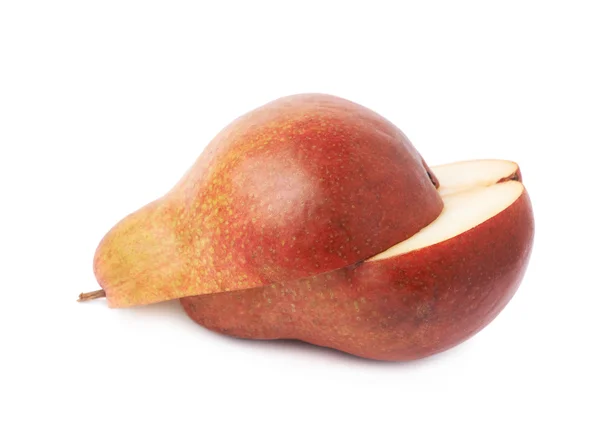 Red pear cut in half — Stock Photo, Image