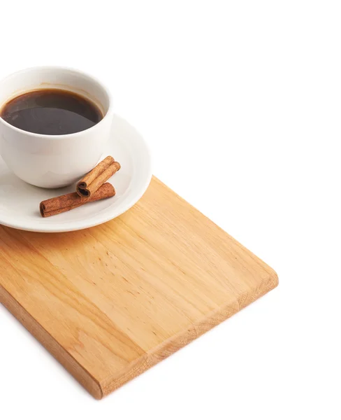 Cup of coffee with cinnamon sticks — Stock Photo, Image