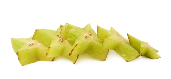 Line of starfruit slices isolated — Stock Photo, Image