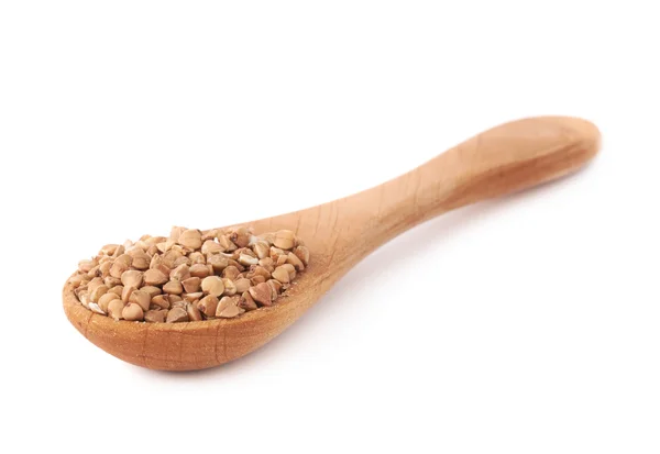 Full spoon of buckwheat — Stock Photo, Image