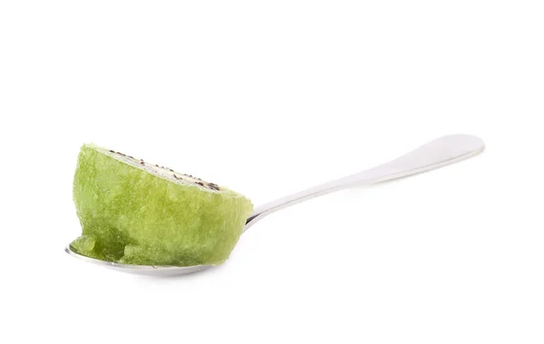 Kiwi fruit  in teaspoon — Stock Photo, Image