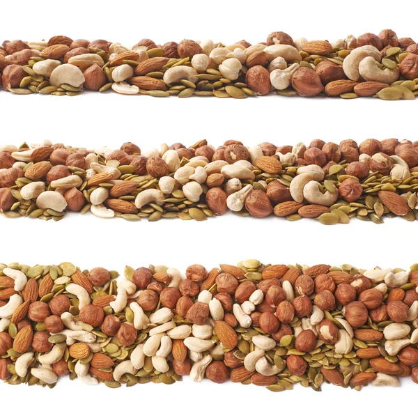 Line made of nuts and seeds — Stock Photo, Image