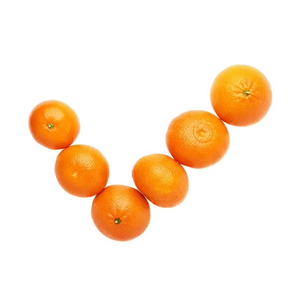 Yes tick mark made of  tangerines — Stock Photo, Image