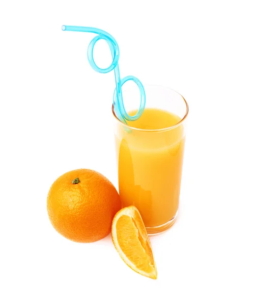 Tall glass filled with the orange juice — Stock Photo, Image