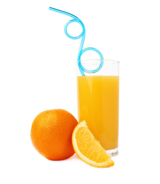 Tall glass with the orange juice — Stock Photo, Image