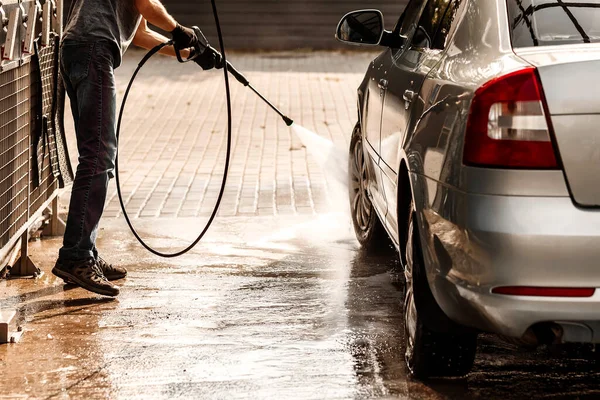 Autolavaggio Self Service Pulizia Auto Con Acqua Alta Pressione — Foto Stock