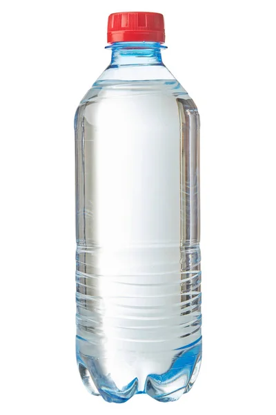 Kleine Plastikwasserflasche, isoliert auf weiß — Stockfoto