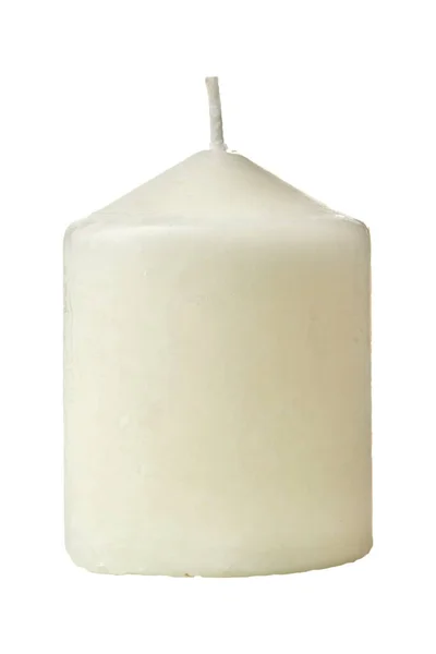 白色漂亮的蜡烛在白色背景上被隔离 — 图库照片