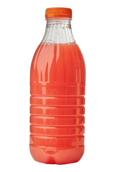Flaska fruktjuice isolerad över vit bakgrund Närbild — Stockfoto