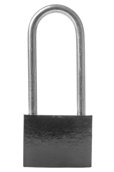 Black padlock isolated on white background. Close up — Stock Photo, Image
