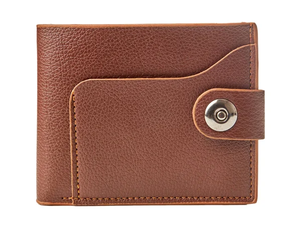 하얀 배경에 분리되어 있는 갈색빛나는 지갑 — 스톡 사진