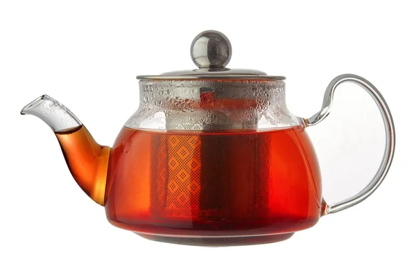 Teapot with black tea isolated on white background — Stock Photo, Image