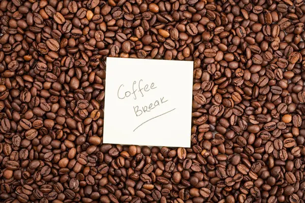 Opmerking met koffiepauze tekst — Stockfoto