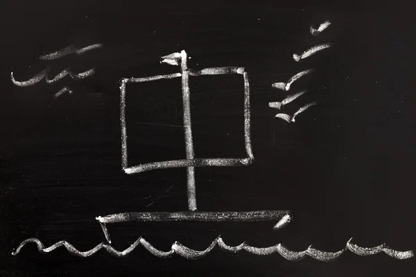 Ship drawn on blackboard — Stock Photo, Image