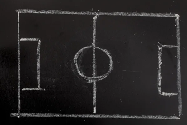 Soccer tactics drawing on chalkboard — Stock Photo, Image
