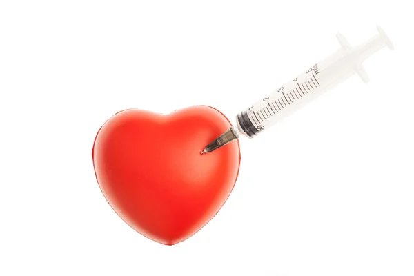 Syringe and heart isolated — Stock Photo, Image