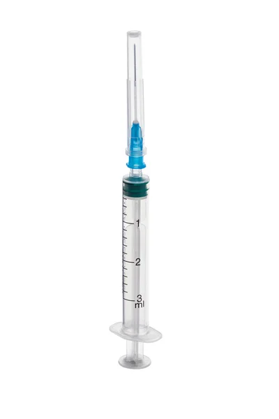 Plastic syringe on white — Stock Photo, Image